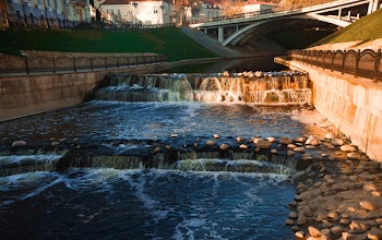 Waterfalls Near Bridge during Day