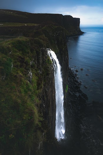 Waterfalls Near Seashore