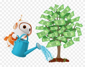 Watering Money Tree - Cartoon