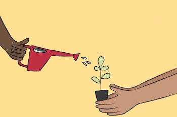 Watering plant doodle environment concept | Free stock illustration | High Resolution graphic