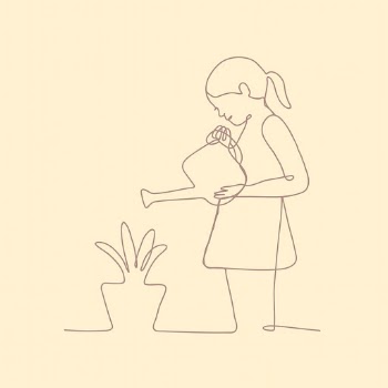 Watering plant sticker, simple life | Free Vector Illustration - rawpixel