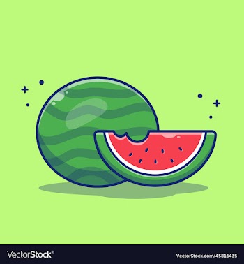 watermelon and slices of cartoon