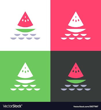 watermelon boat logo icon design concept