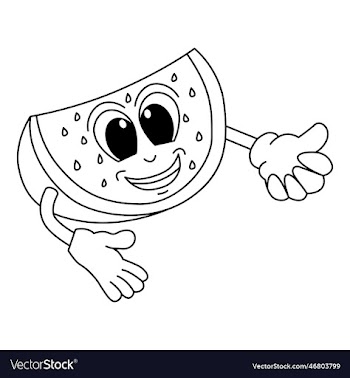 watermelon cartoon coloring page for kids