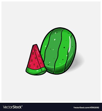 watermelon fruit cartoon with simple gradient and