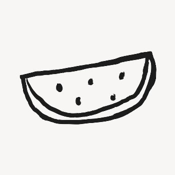 Watermelon sticker, fruit doodle in black | Free Vector Illustration - rawpixel