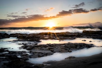 wave of water on rocks