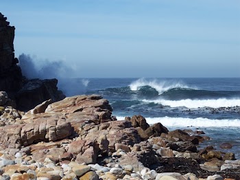 Wave Splashing on Rock Shore