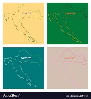 Waving fabric flag map of croatia vector image