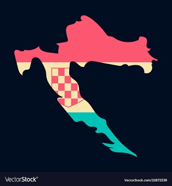 Waving fabric flag map of croatia vector image