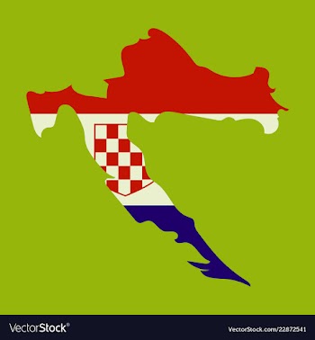 Waving fabric flag map of croatia vector image