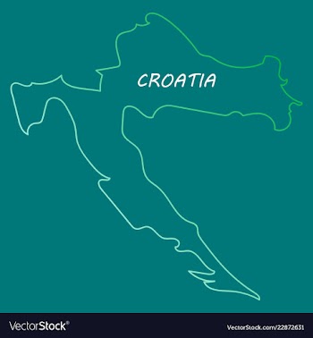 Waving fabric flag map of croatia vector image