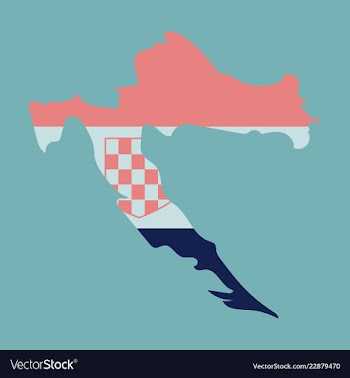Waving fabric flag map of croatia vector image
