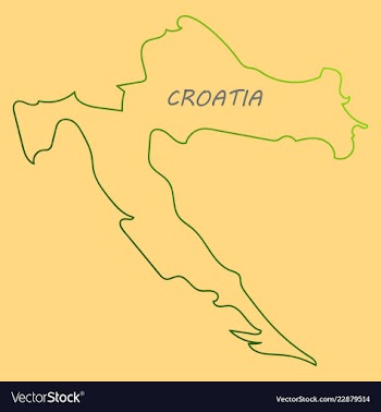 Waving fabric flag map of croatia vector image