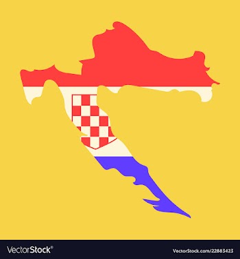 Waving fabric flag map of croatia vector image