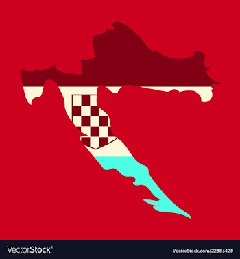 Waving fabric flag map of croatia vector image