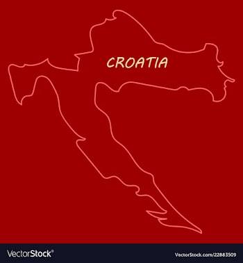 Waving fabric flag map of croatia vector image