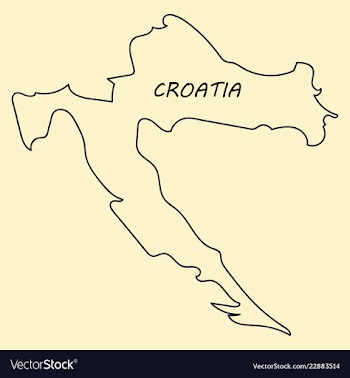 Waving fabric flag map of croatia vector image