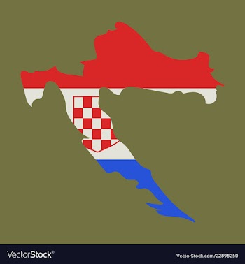 Waving fabric flag map of croatia vector image