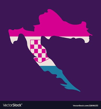 Waving fabric flag map of croatia vector image