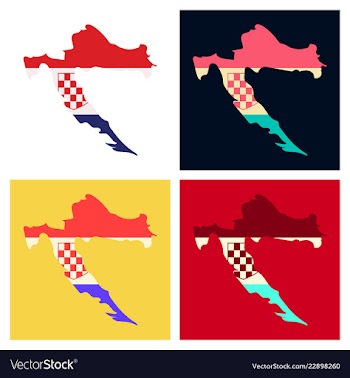 Waving fabric flag map of croatia vector image