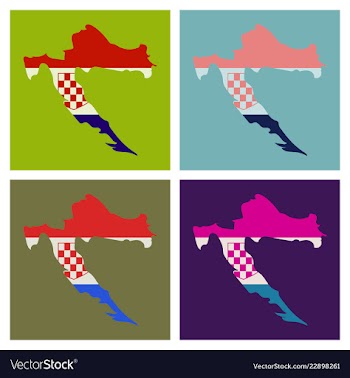Waving fabric flag map of croatia vector image