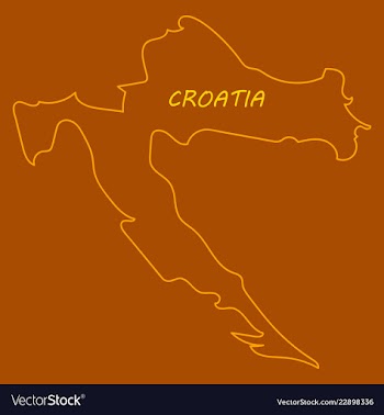 Waving fabric flag map of croatia vector image