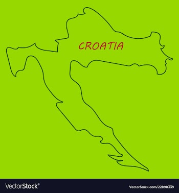 Waving fabric flag map of croatia vector image