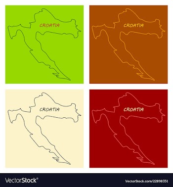 Waving fabric flag map of croatia vector image