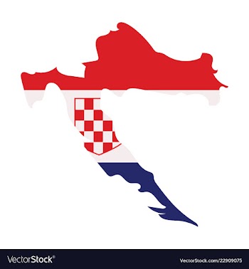 Waving fabric flag map of croatia vector image