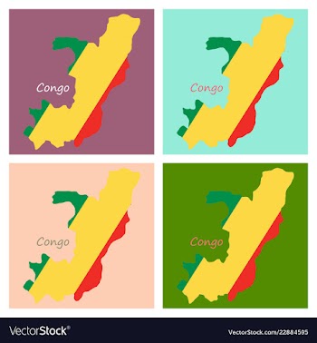 Waving fabric flag map of democratic republic of vector image