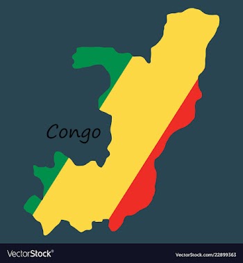 Waving fabric flag map of democratic republic of vector image