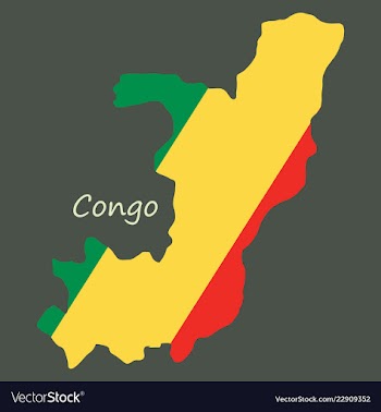 Waving fabric flag map of democratic republic of vector image