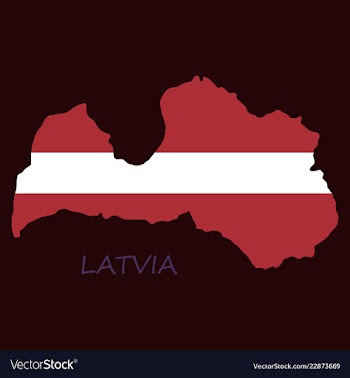 Waving fabric flag map of latvia vector image