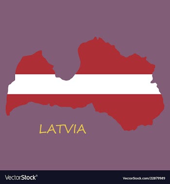 Waving fabric flag map of latvia vector image