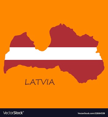 Waving fabric flag map of latvia vector image