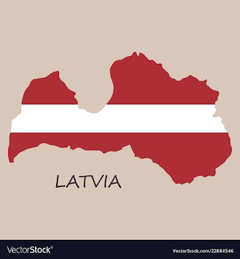 Waving fabric flag map of latvia vector image