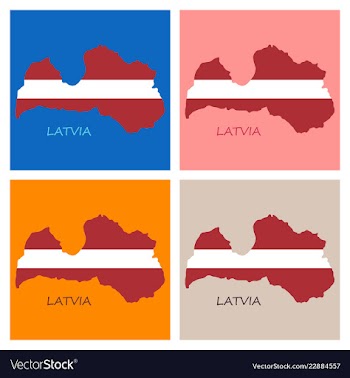 Waving fabric flag map of latvia vector image