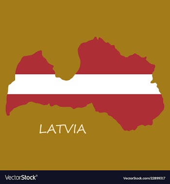 Waving fabric flag map of latvia vector image