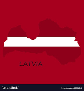 Waving fabric flag map of latvia vector image