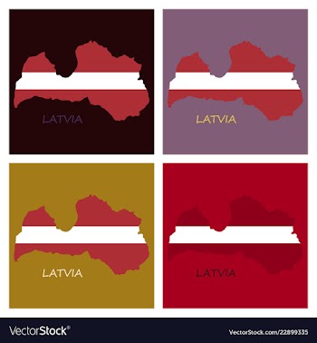 Waving fabric flag map of latvia vector image