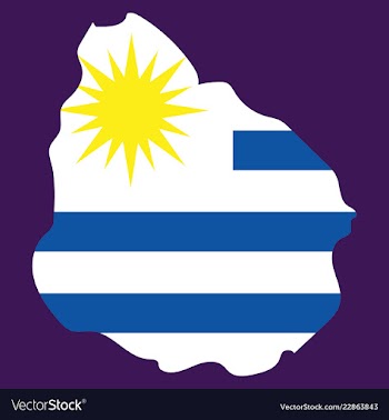 Waving fabric flag map of uruguay vector image