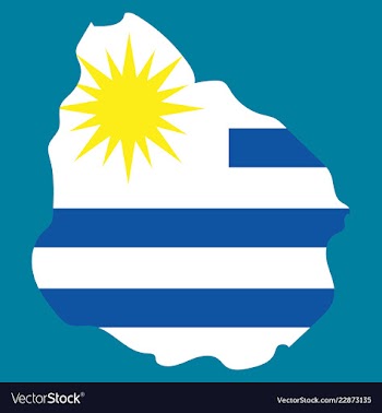 Waving fabric flag map of uruguay vector image