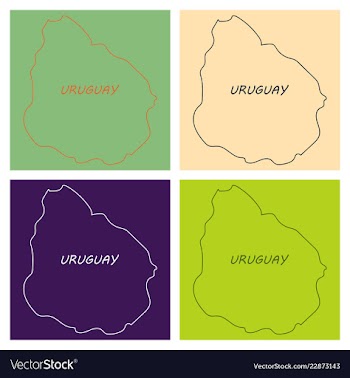 Waving fabric flag map of uruguay vector image