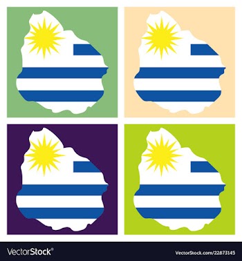 Waving fabric flag map of uruguay vector image