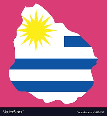 Waving fabric flag map of uruguay vector image
