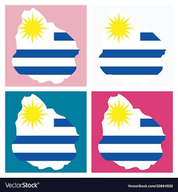 Waving fabric flag map of uruguay vector image