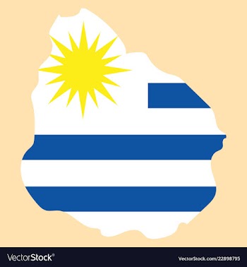 Waving fabric flag map of uruguay vector image