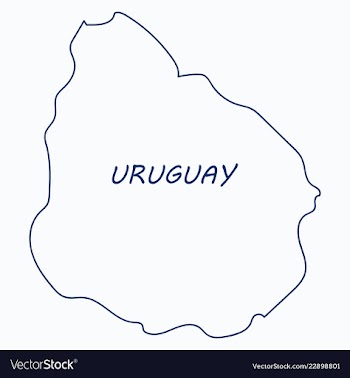 Waving fabric flag map of uruguay vector image