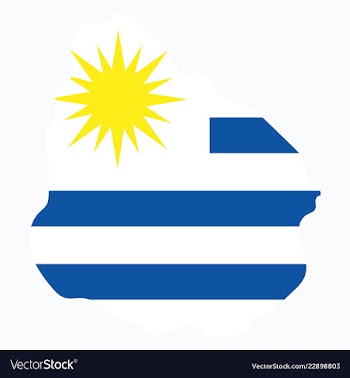 Waving fabric flag map of uruguay vector image